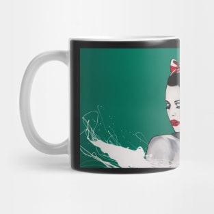 Woman on a green background Mug